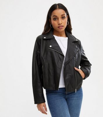 petite black leather jacket