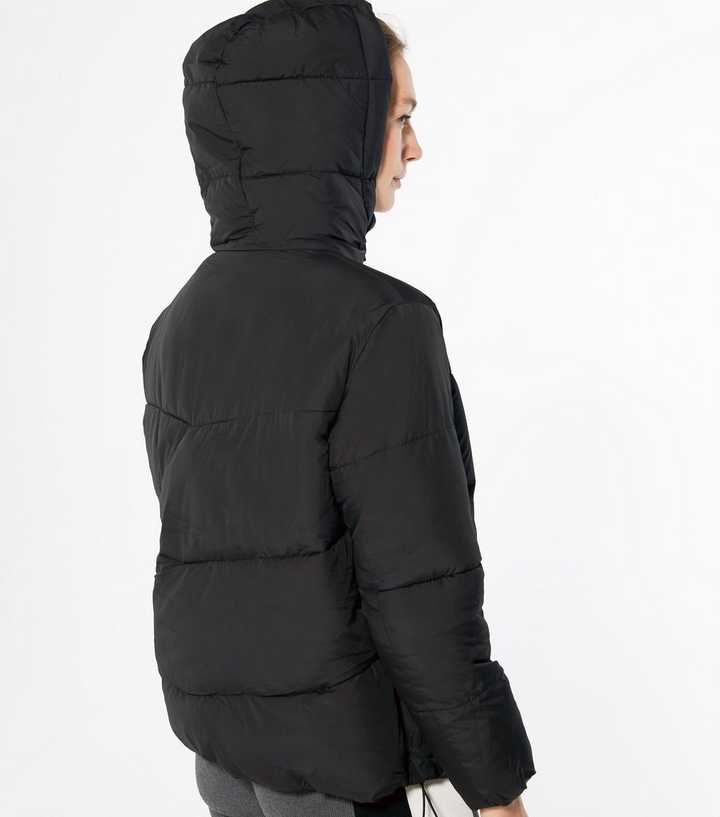 Black Hooded Boxy Puffer Jacket | New Look