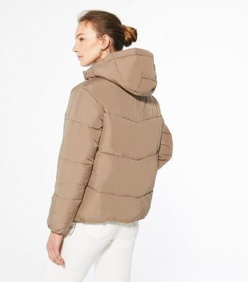 New look hooded boxy puffer in camel new arrivals