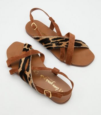 leopard print sandals wide fit