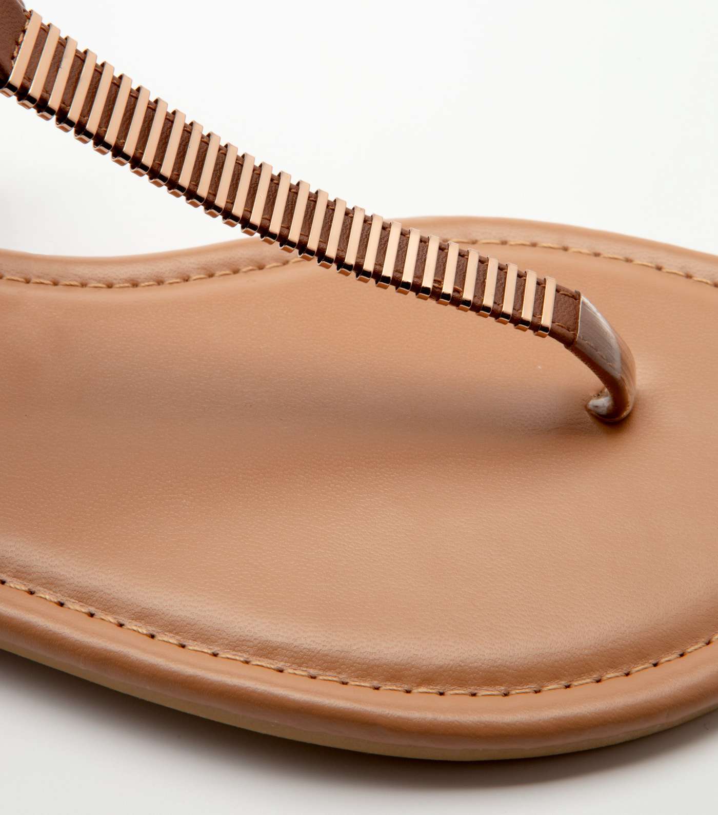 Wide Fit Tan Embellished Flat Sandals  Image 3