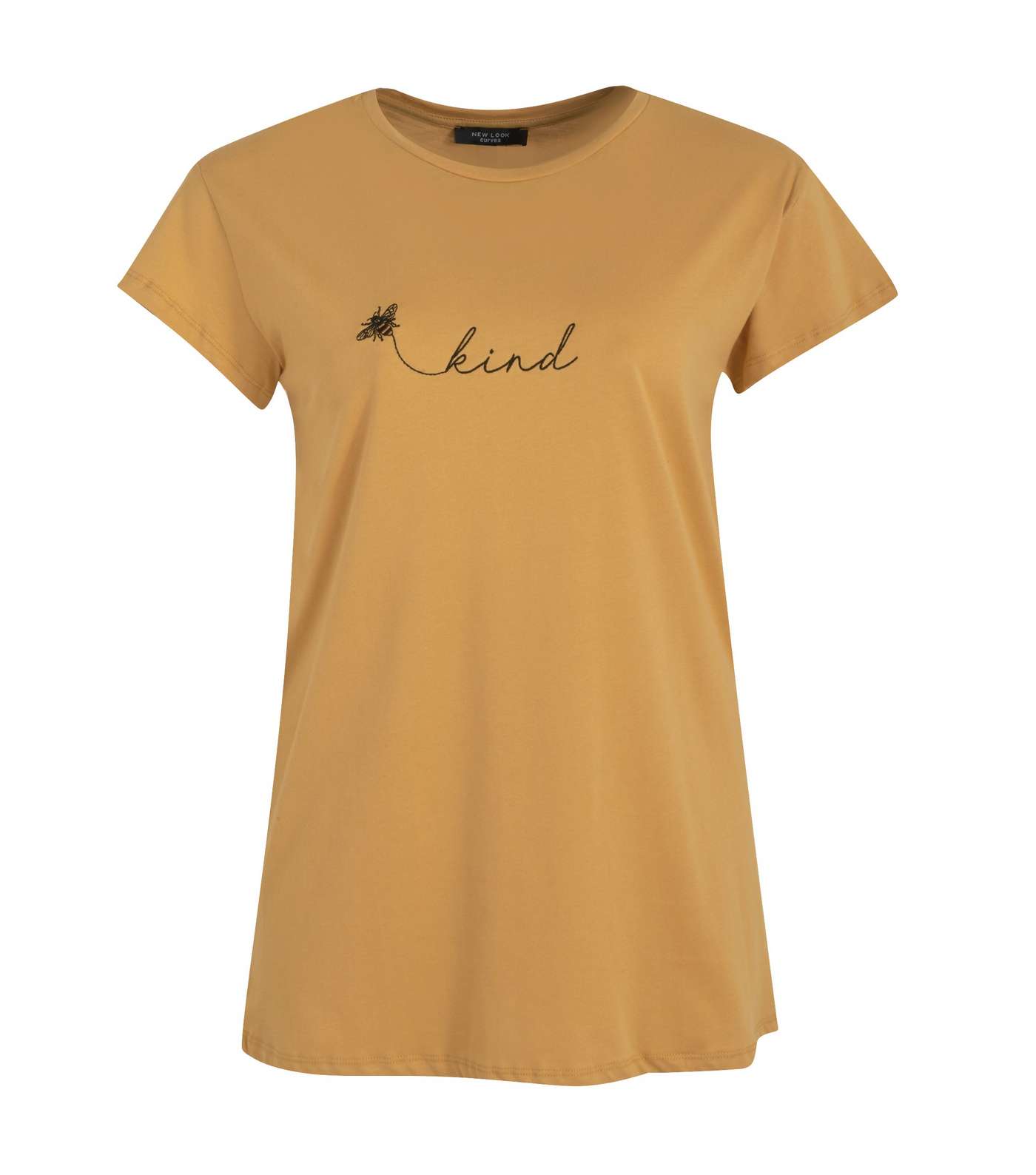 Curves Yellow Bee Kind Slogan T-Shirt 
