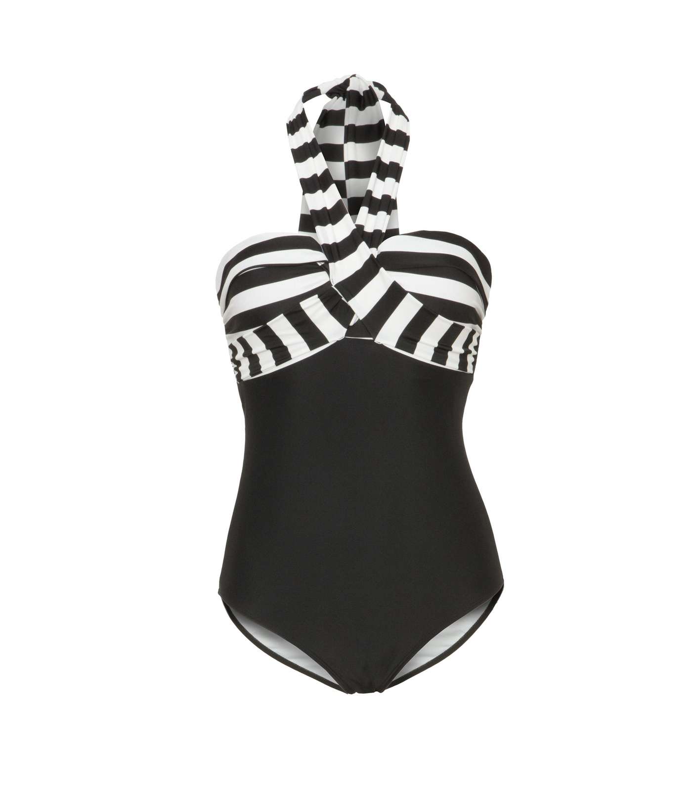 Beachcomber Black Stripe Twist Halterneck Swimsuit Image 4
