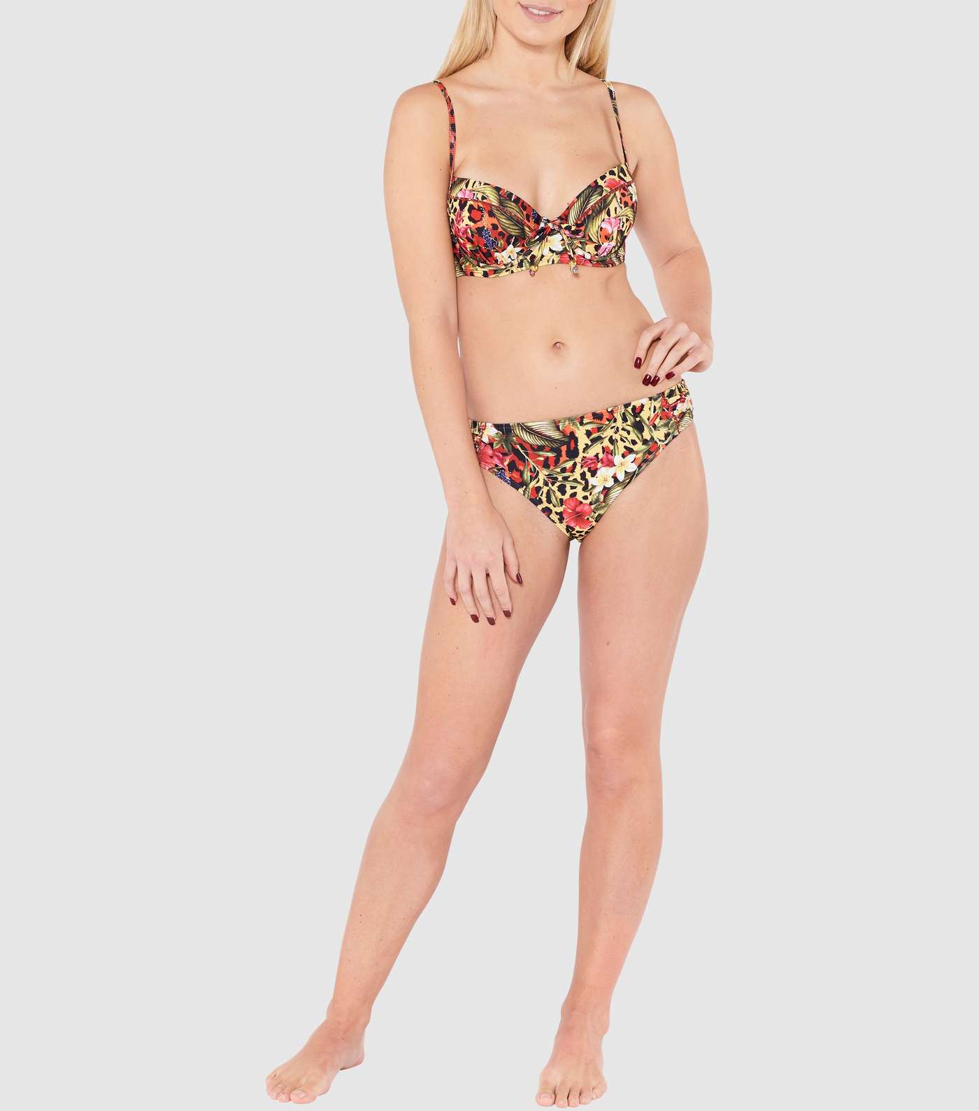 Beachcomber Multicoloured Tie Front Underwired Bikini Top Image 2