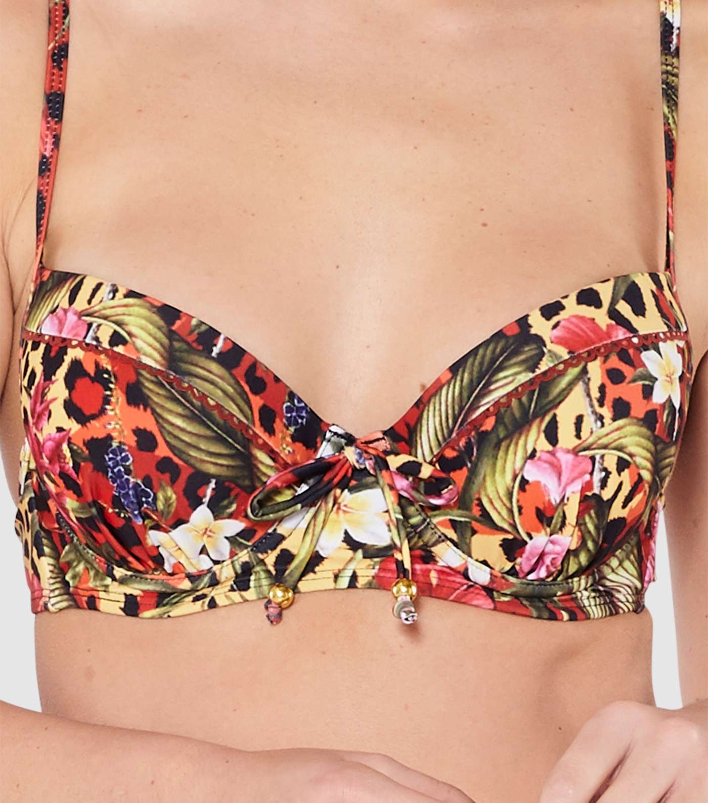 Beachcomber Multicoloured Tie Front Underwired Bikini Top Image 4