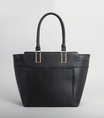 black leather structured handbag
