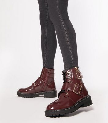 dark red lace up boots