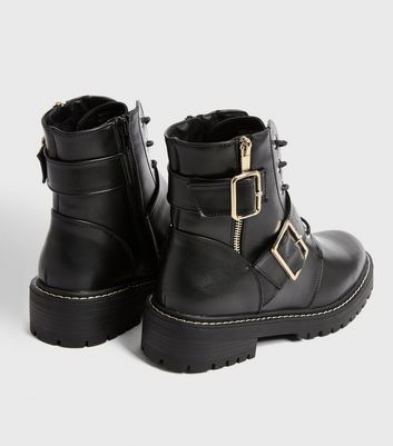 New look buckle on sale chunky flat boot