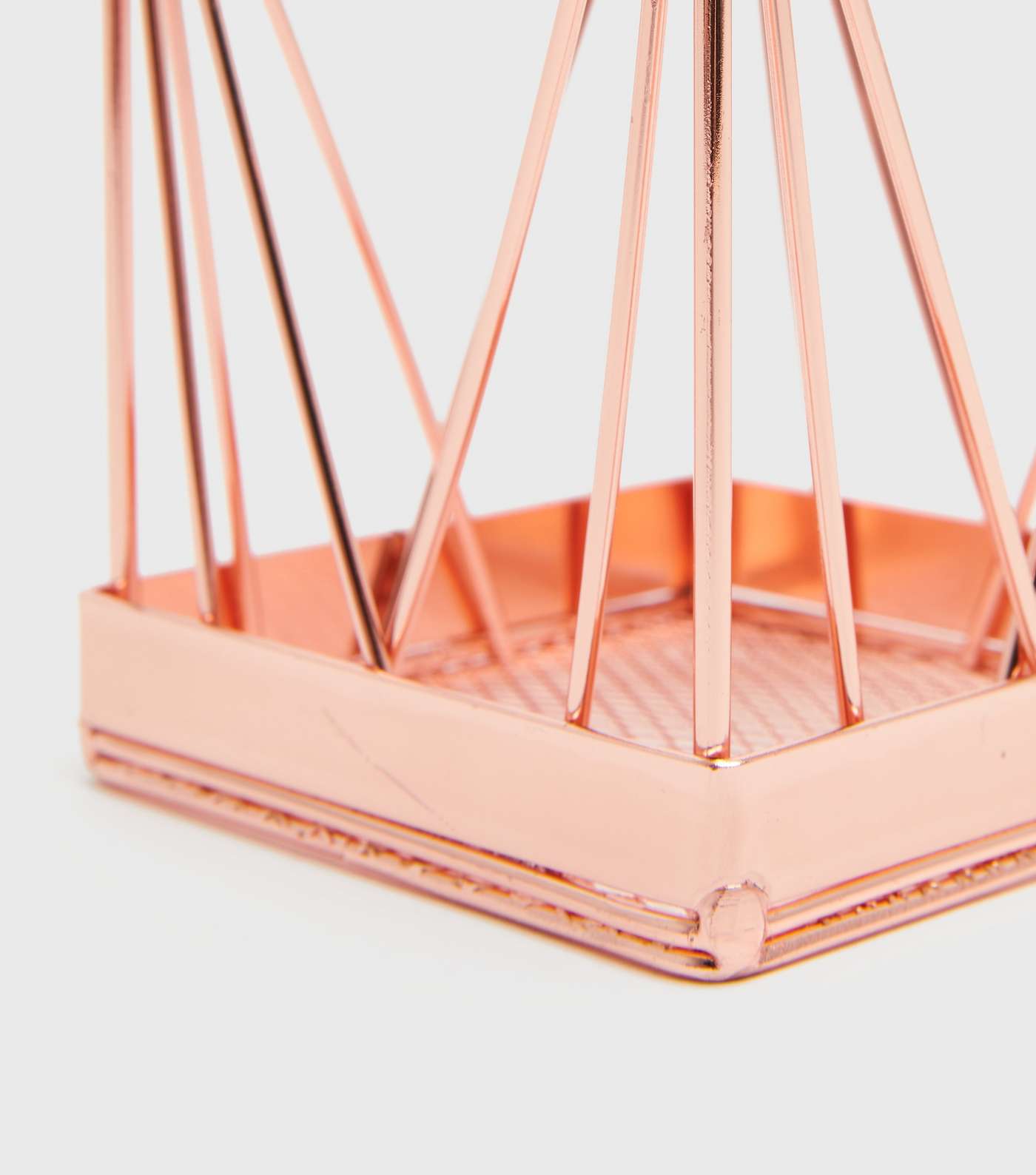 Rose Gold Pyramid Wire Pen Pot  Image 2