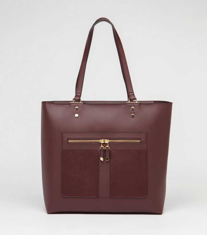 burgundy leather tote bag