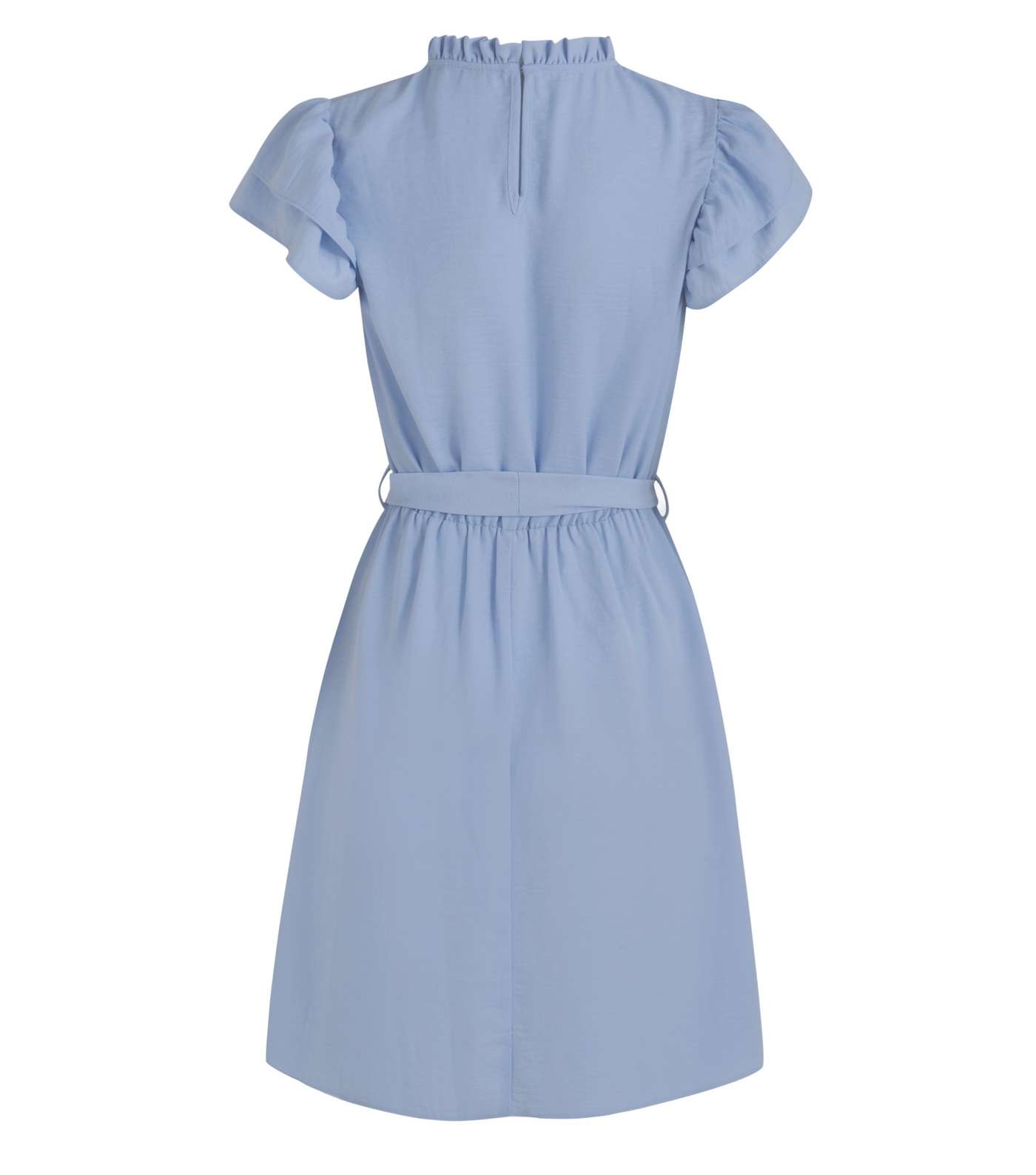 Pale Blue High Neck Frill Sleeve Dress  Image 2