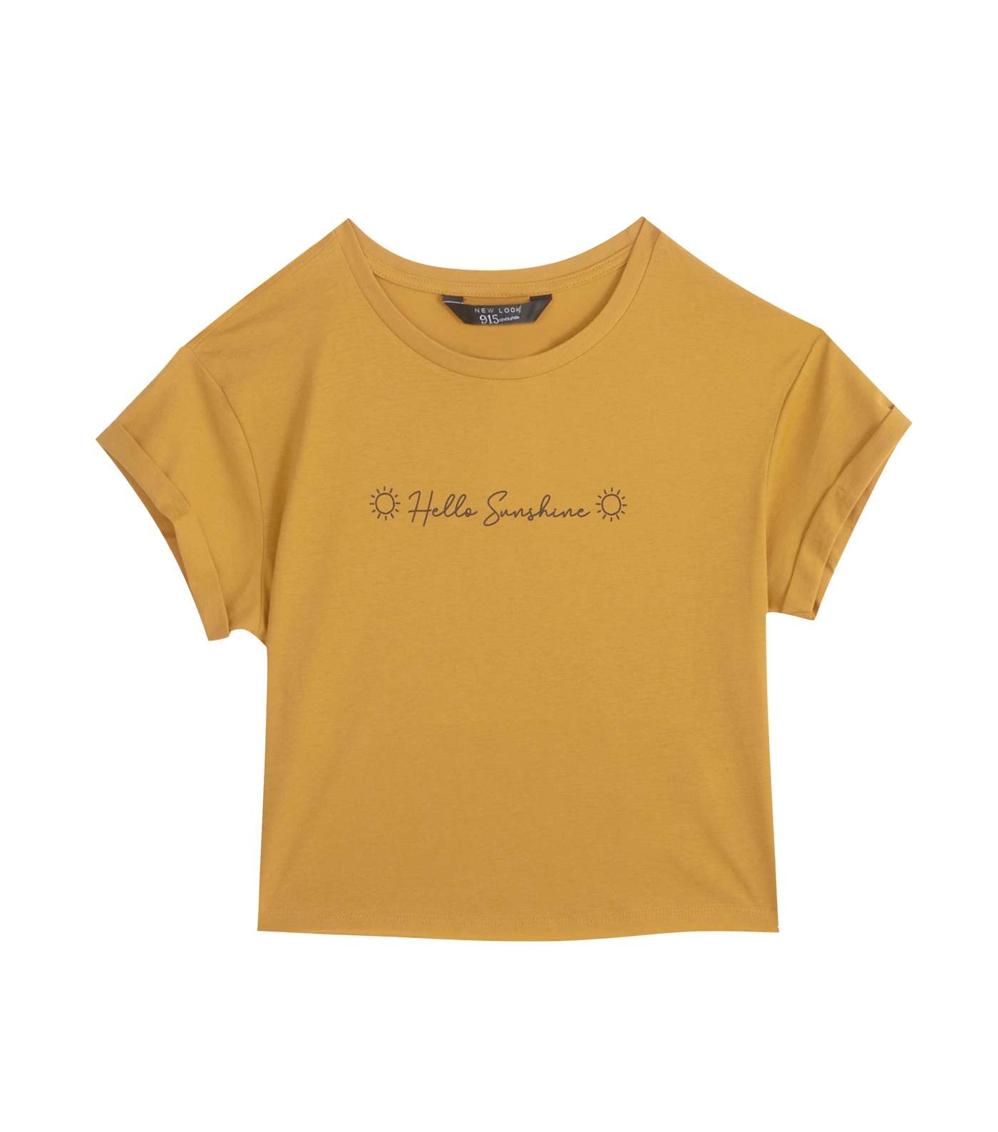 Girls Mustard Hello Sunshine Slogan T-Shirt