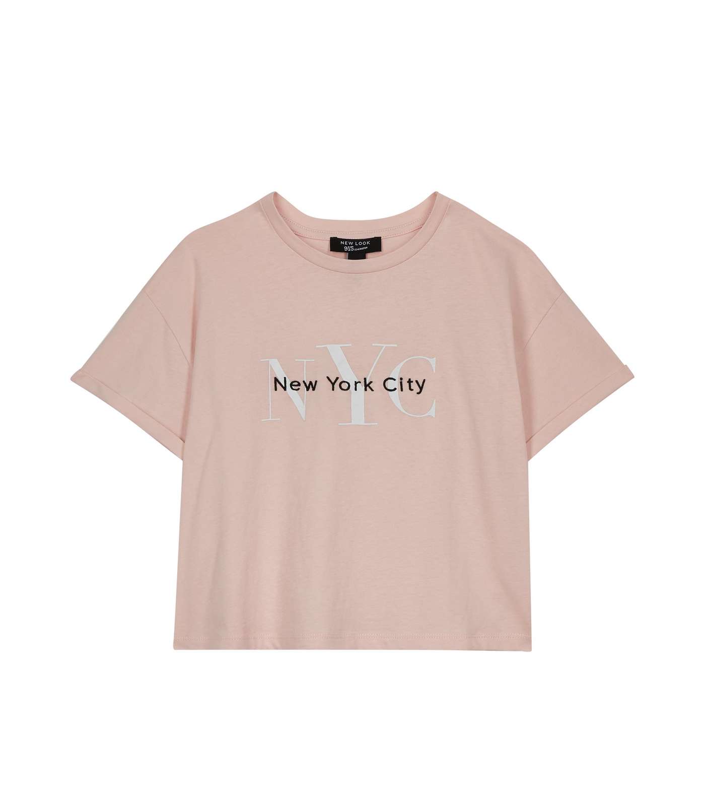 Girls Pale Pink NYC Embroidered Slogan T-Shirt