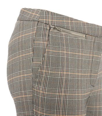 Image of Light Grey Check Skinny Trousers New Look