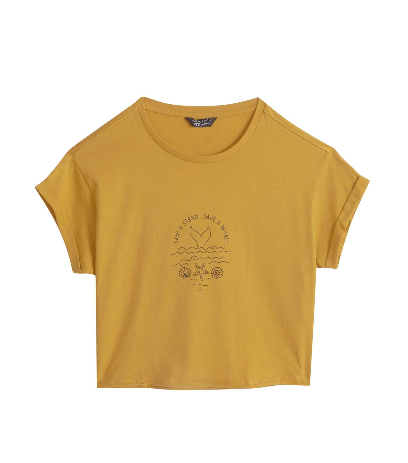 Girls Mustard Save a Whale Slogan T-Shirt 