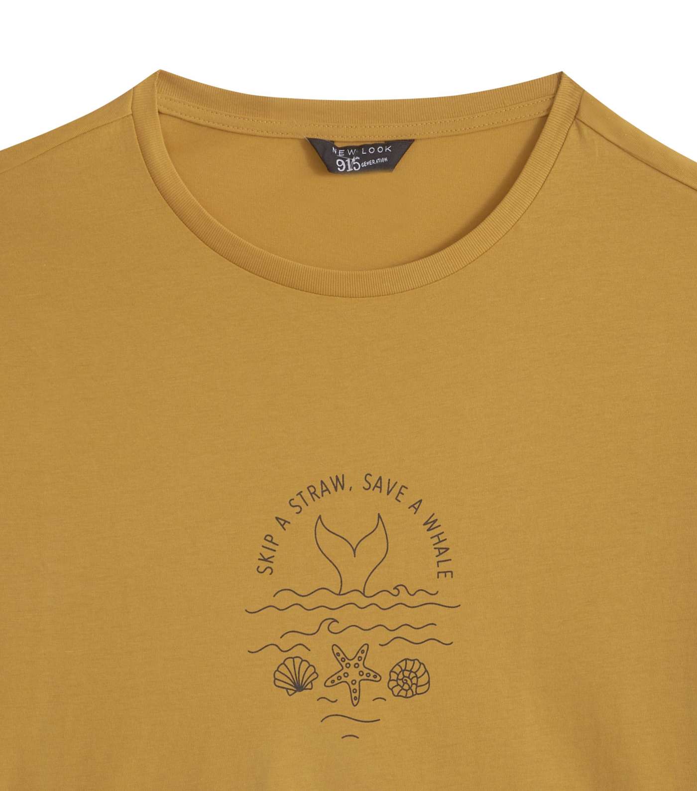 Girls Mustard Save a Whale Slogan T-Shirt  Image 3