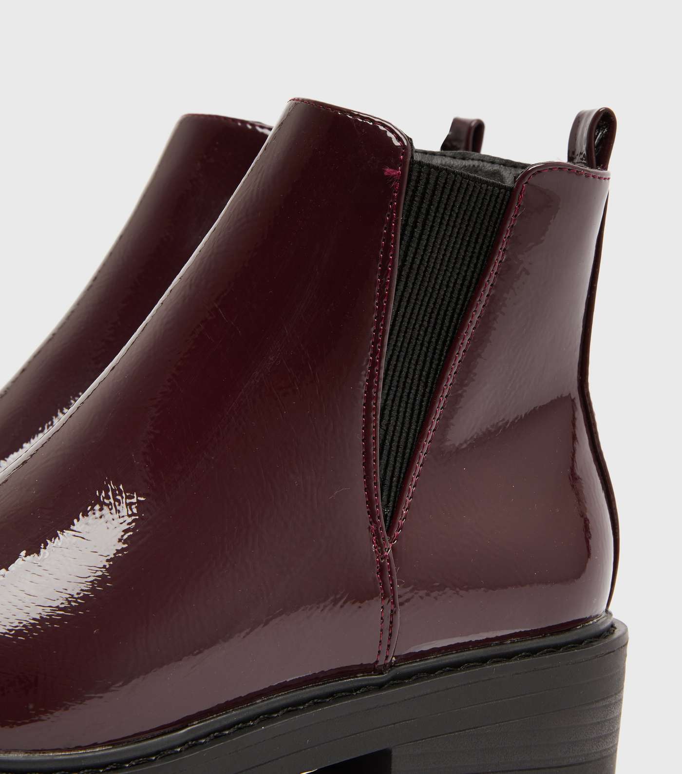 Dark Red Patent Chunky Cleated Chelsea Boots Image 2