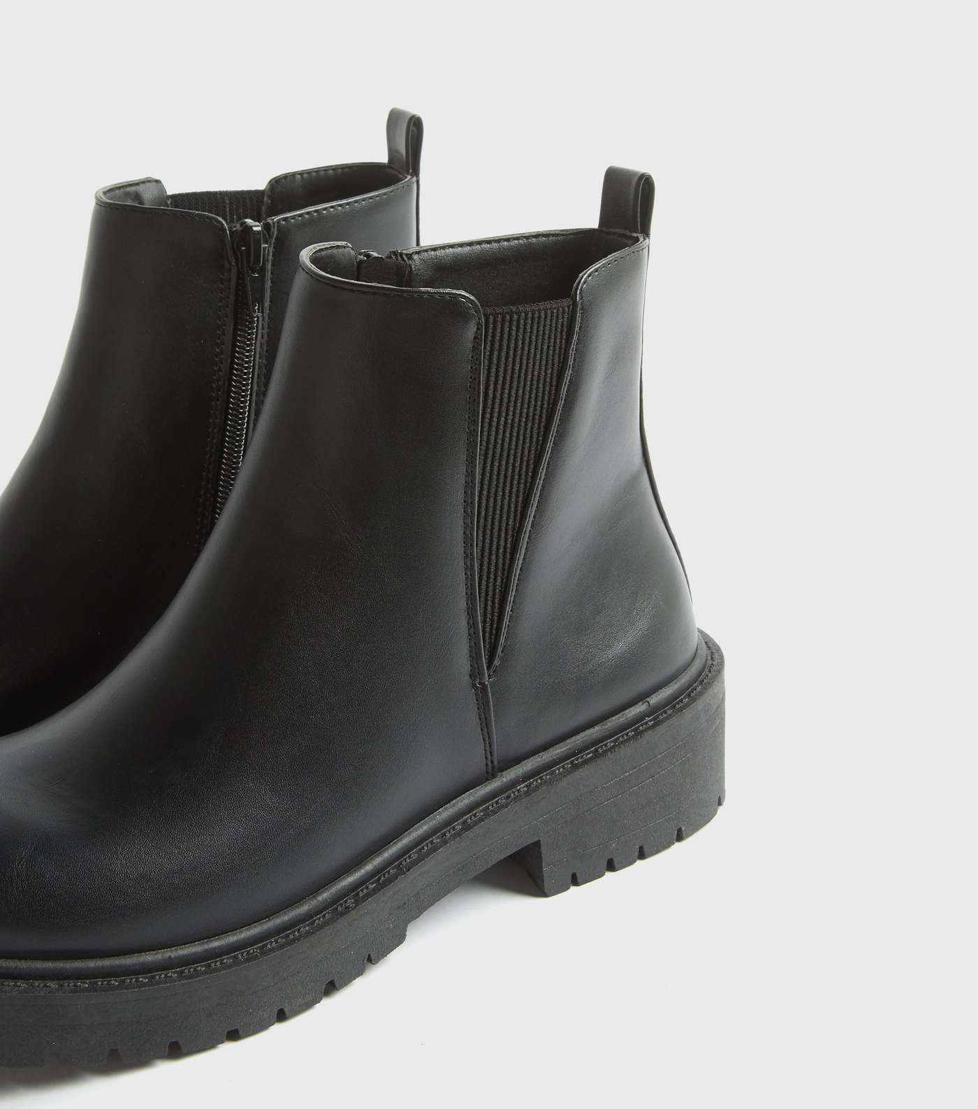 Black Leather-Look Chunky Chelsea Boots  Image 3