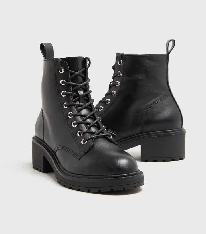 new look lace up black boots