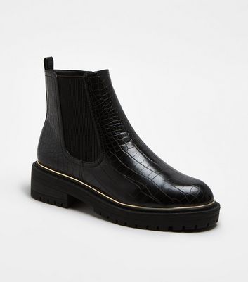 black faux croc boots