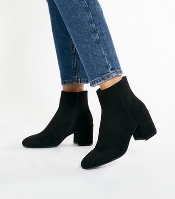 black block heel suede ankle boots