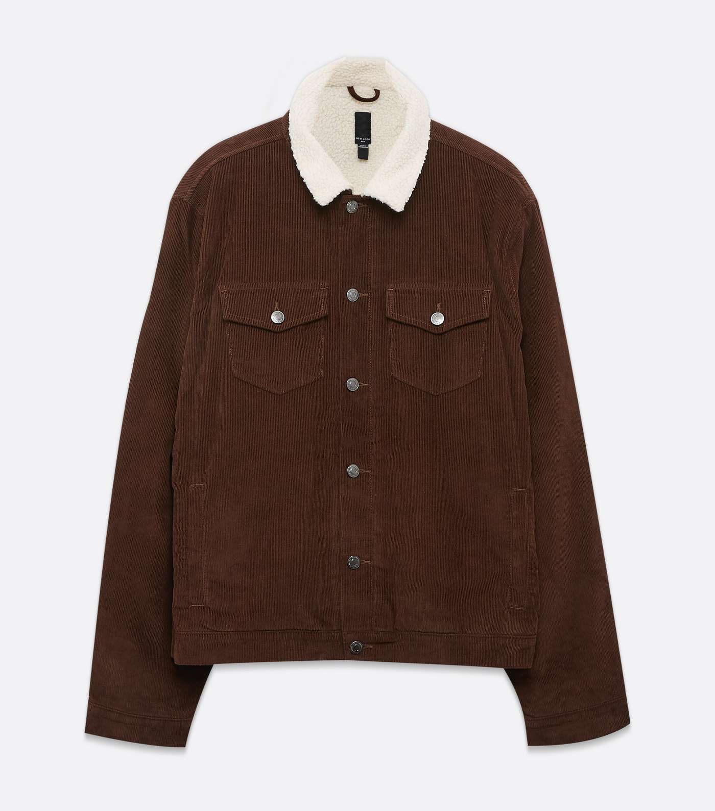 Plus Size Dark Brown Cord Teddy Collar Jacket  Image 5