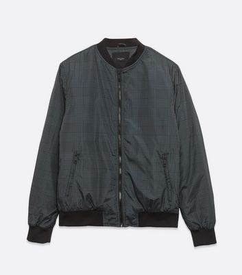 Image of Black Check Bomber Jacket New Look
