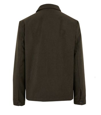 Image of Khaki Faux Wool Light Shacket New Look