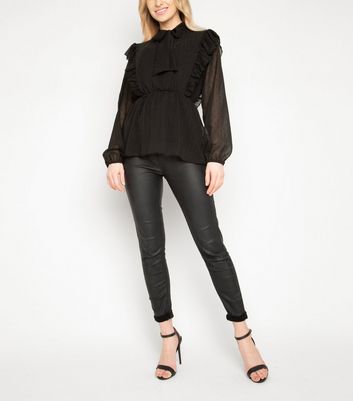 Image of JUSTYOUROUTFIT Black Ruffle Blouse New Look