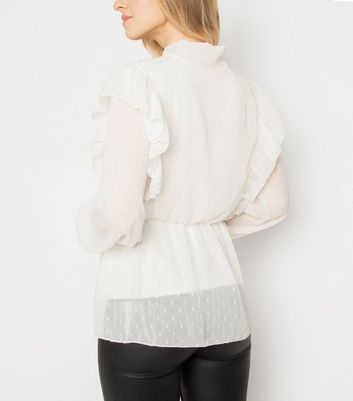 Image of JUSTYOUROUTFIT White Ruffle Blouse New Look