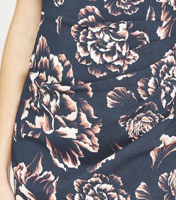Image of Apricot Navy Abstract Leaf Print Bodycon Dress New Look
