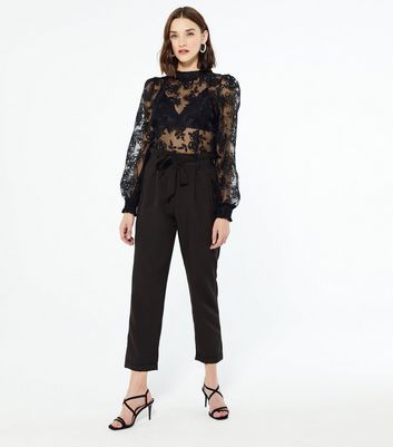 Image of Pink Vanilla Black Floral Mesh Puff Sleeve Top New Look