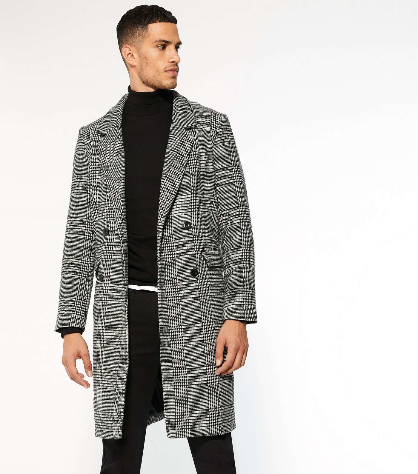 Grey Check Double Breasted Formal Coat