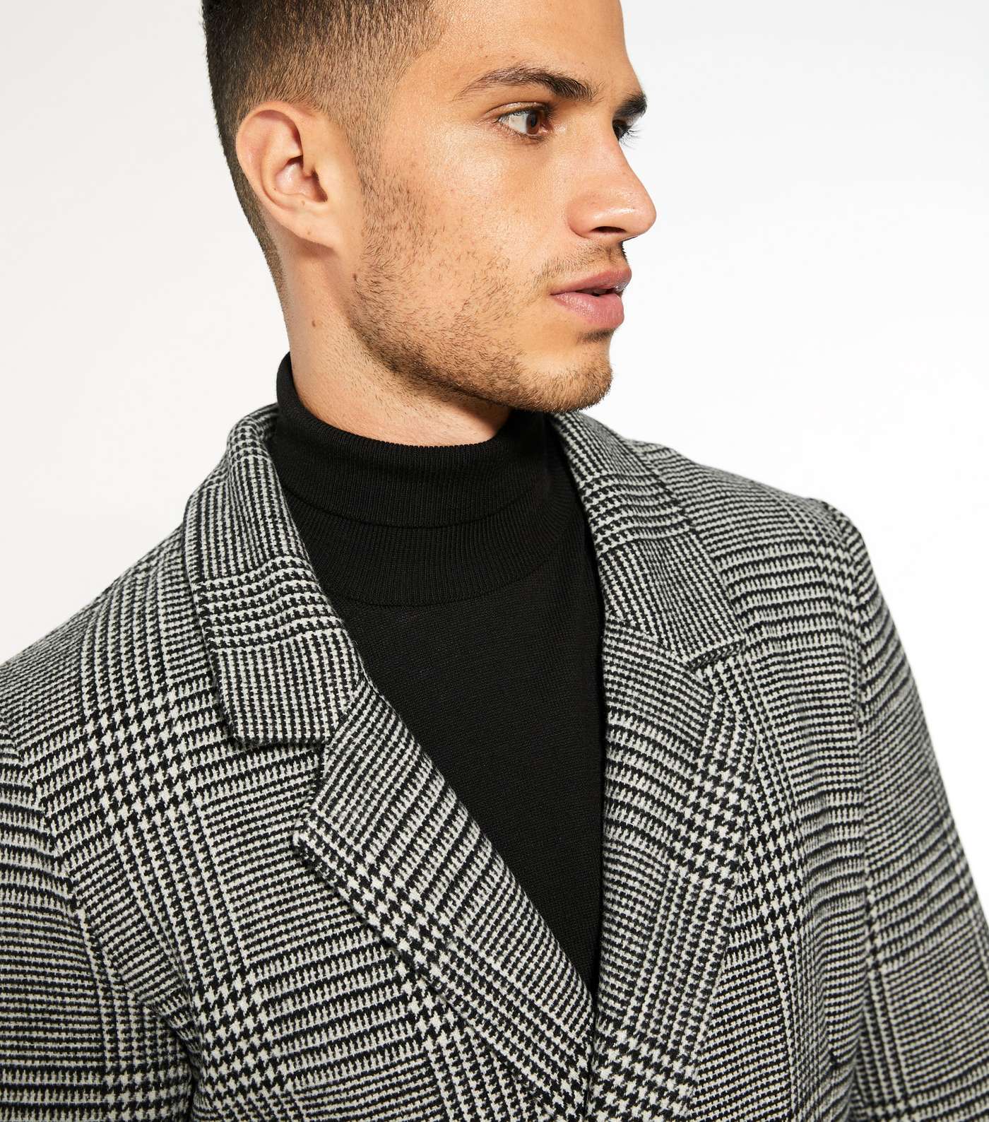 Grey Check Double Breasted Formal Coat Image 3