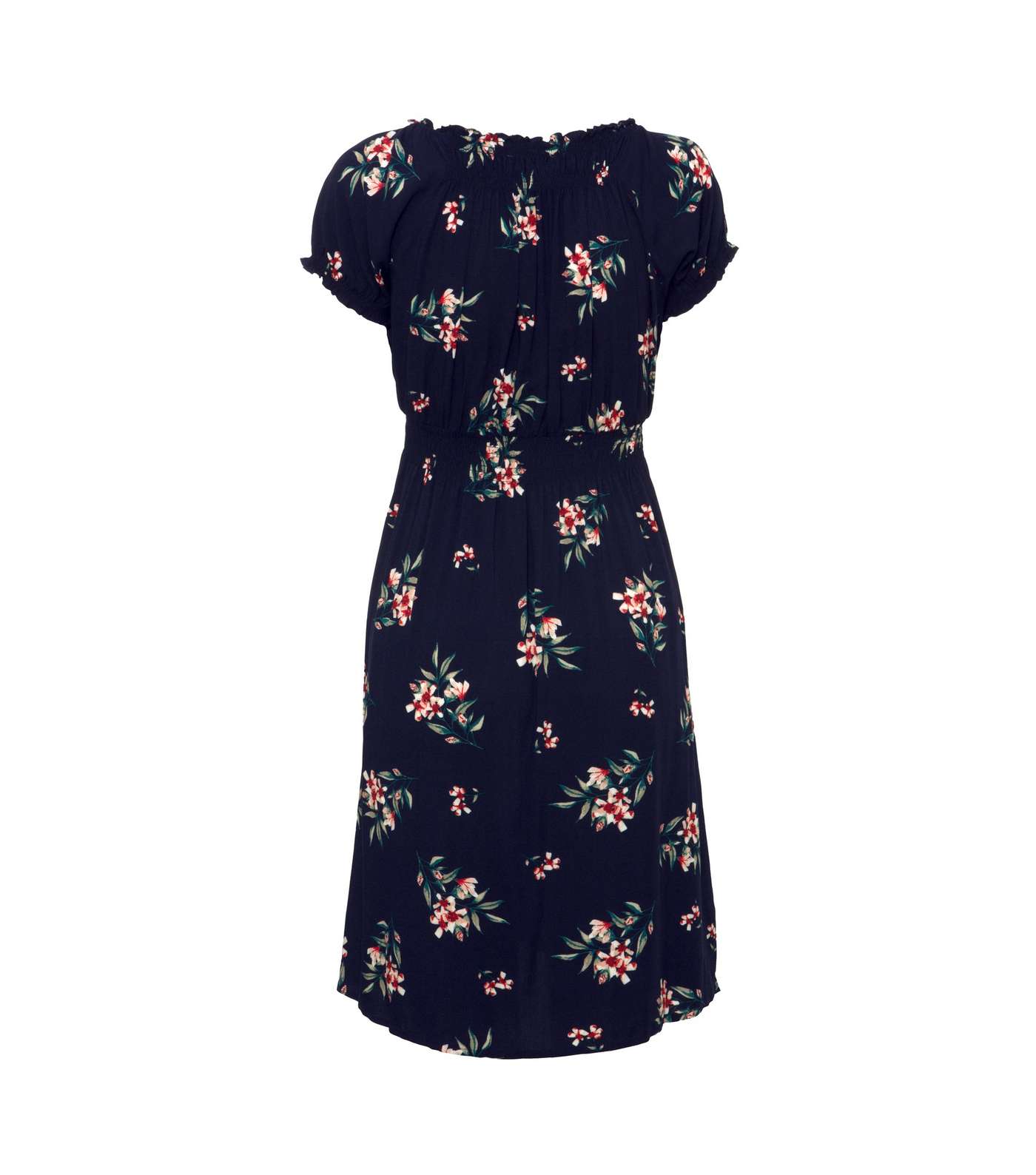 Apricot Navy Floral Milkmaid Dress Image 5