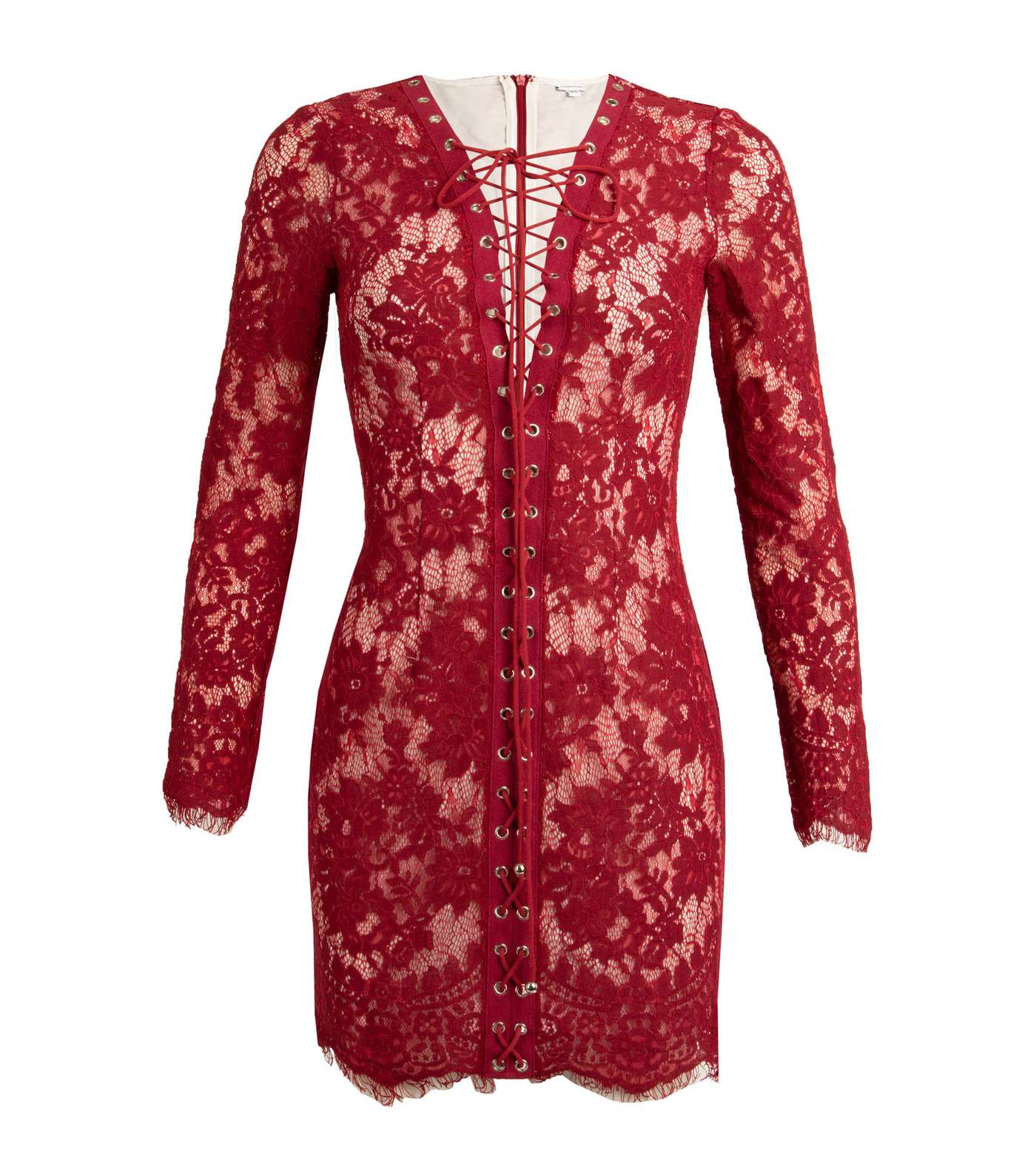 Love My Style Red Lace Long Sleeve Dress Image 4