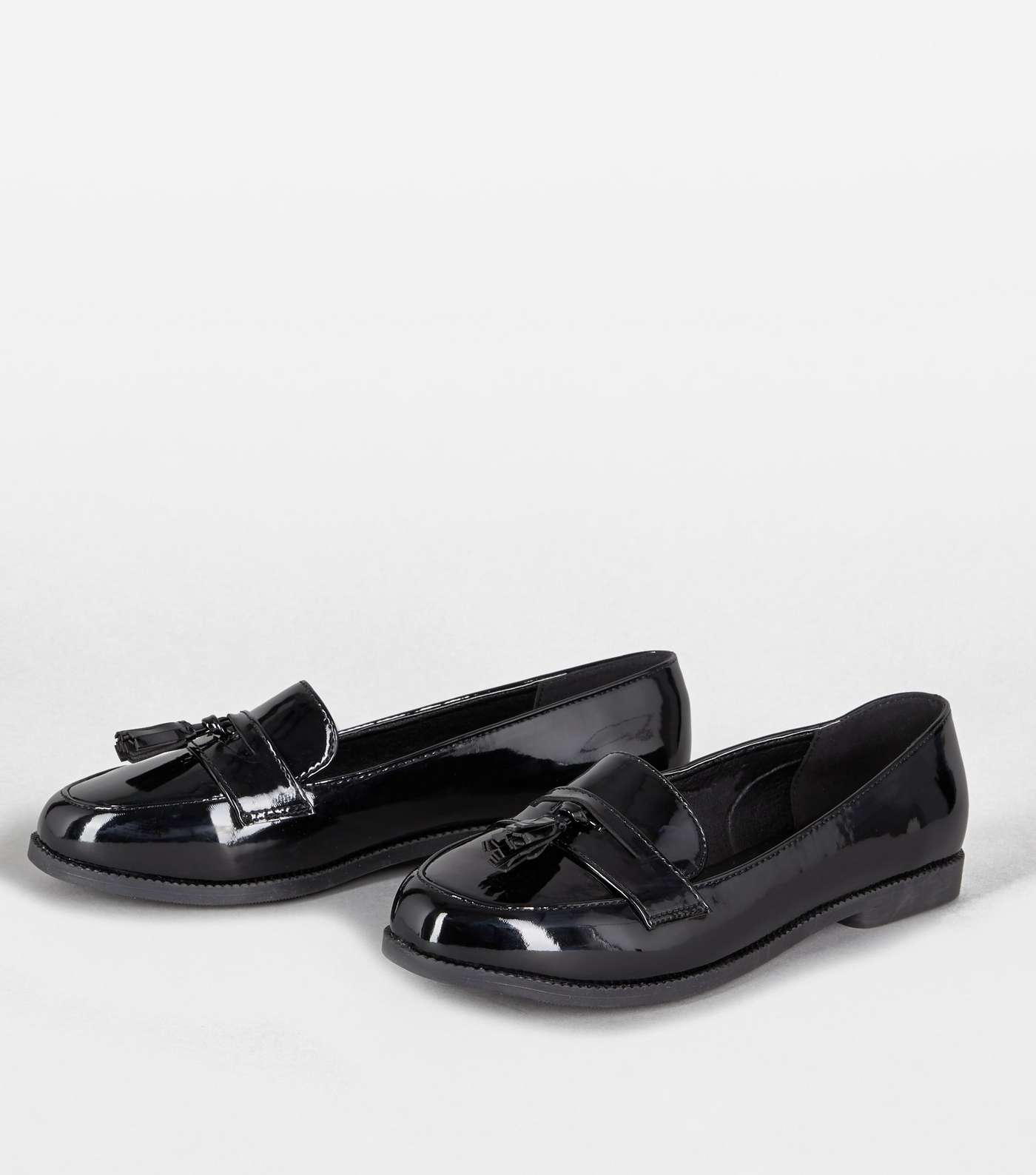 Girls Black Patent Tassel Loafers Image 2