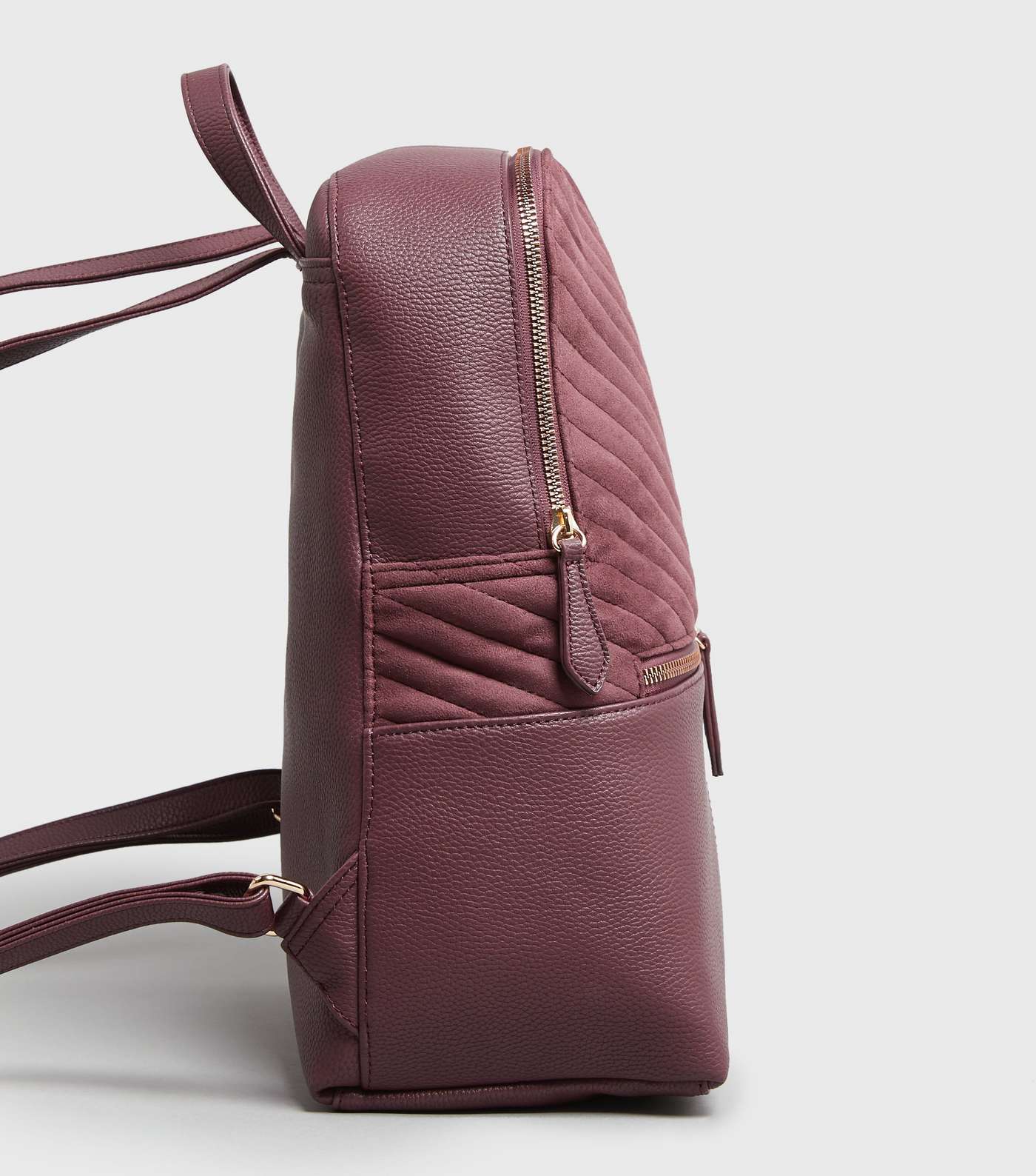 Burgundy Suedette Quilted Laptop Backpack Image 2