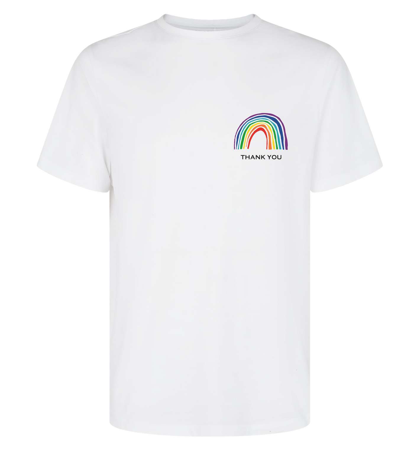 White Thank You Rainbow Slogan Charity T-Shirt Image 4