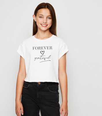 Girls White Grateful Slogan Charity T-Shirt