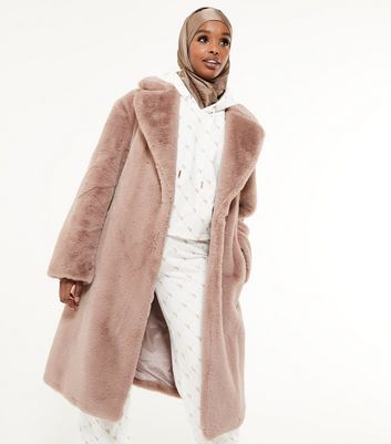 New look pink clearance faux fur coat