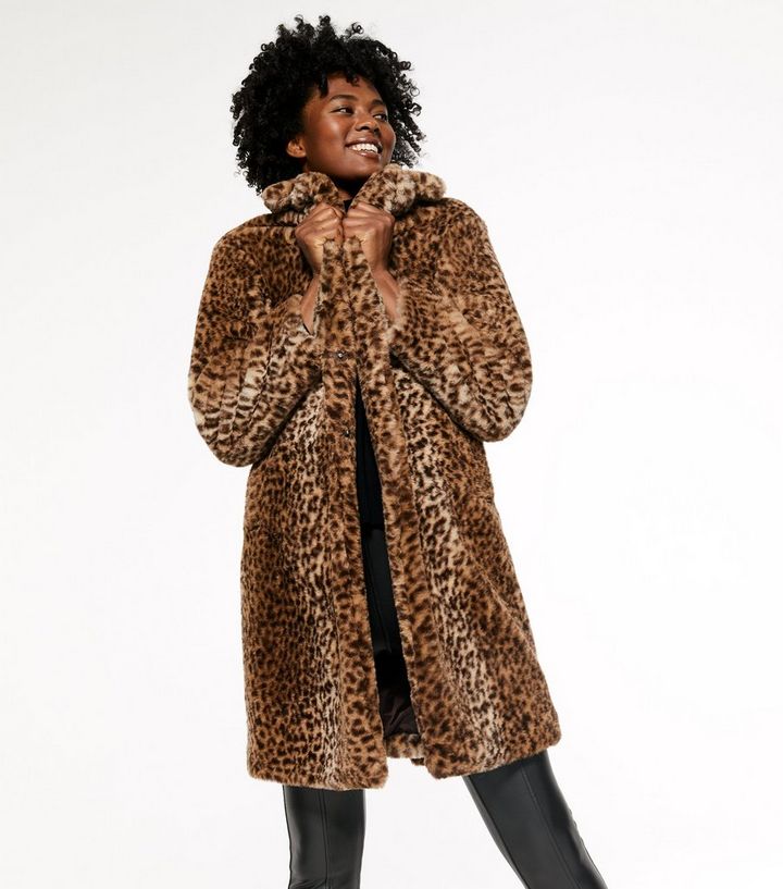 Brown Leopard Print Faux Fur Long Coat New Look Brown Leopard Print Faux Fur Long Coat, New Look Leopard Print Faux Fur Coat