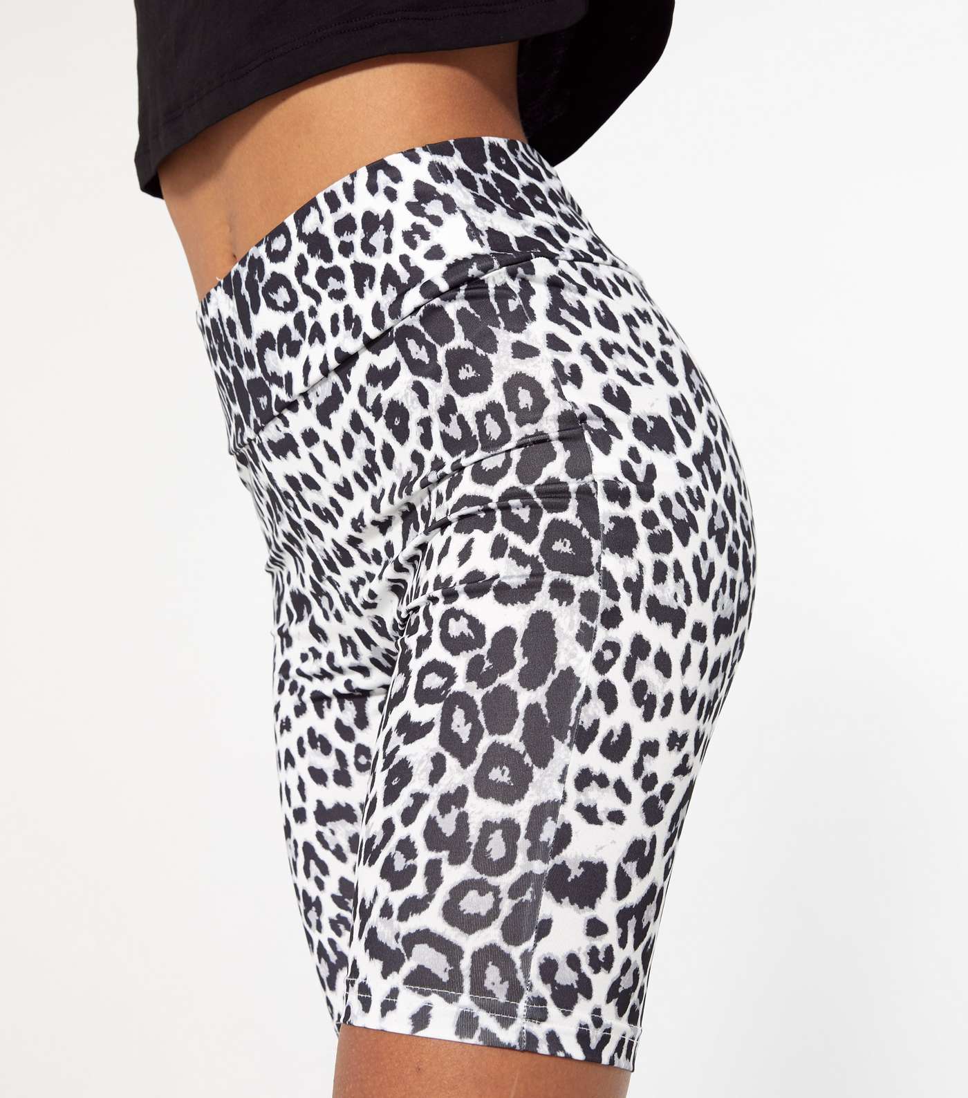 White Leopard Print Cycling Shorts  Image 4
