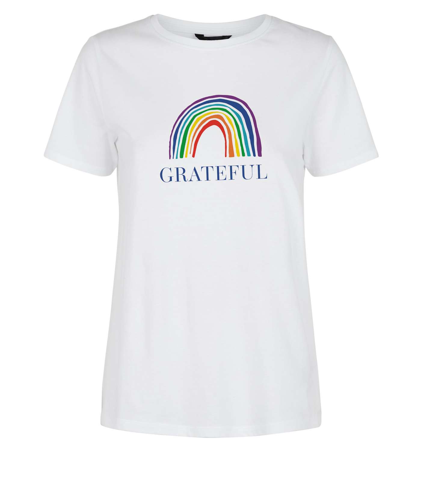 Tall White Grateful Rainbow Slogan Charity T-Shirt Image 4