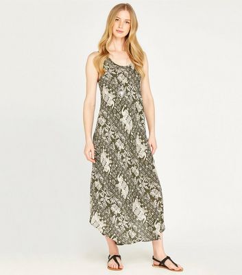 Apricot Olive Elephant Print Maxi Dress New Look