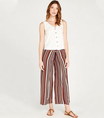 Image of Apricot Rust Tile Print Wrap Wide Leg Trousers New Look