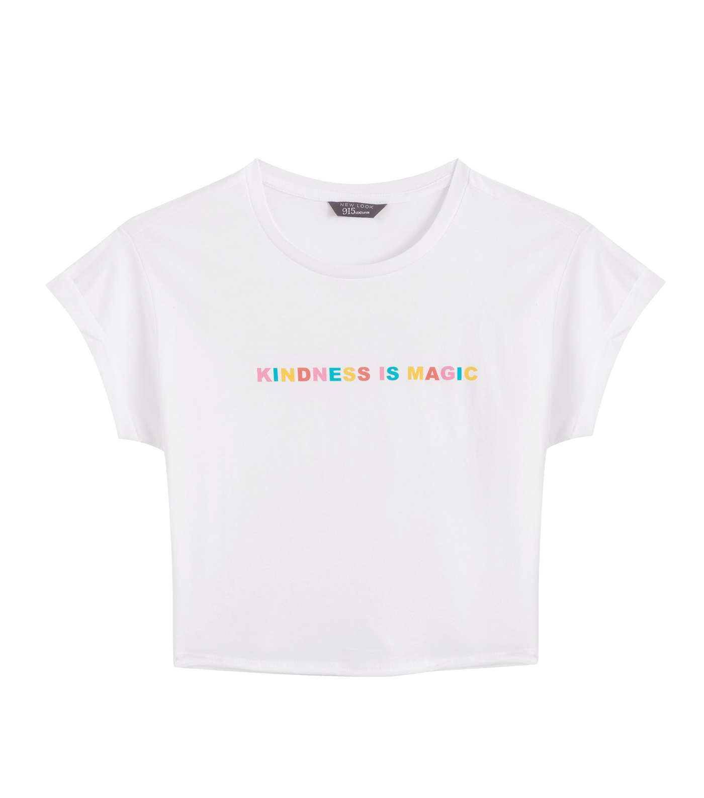 Girls White Rainbow Kindness Slogan T-Shirt
