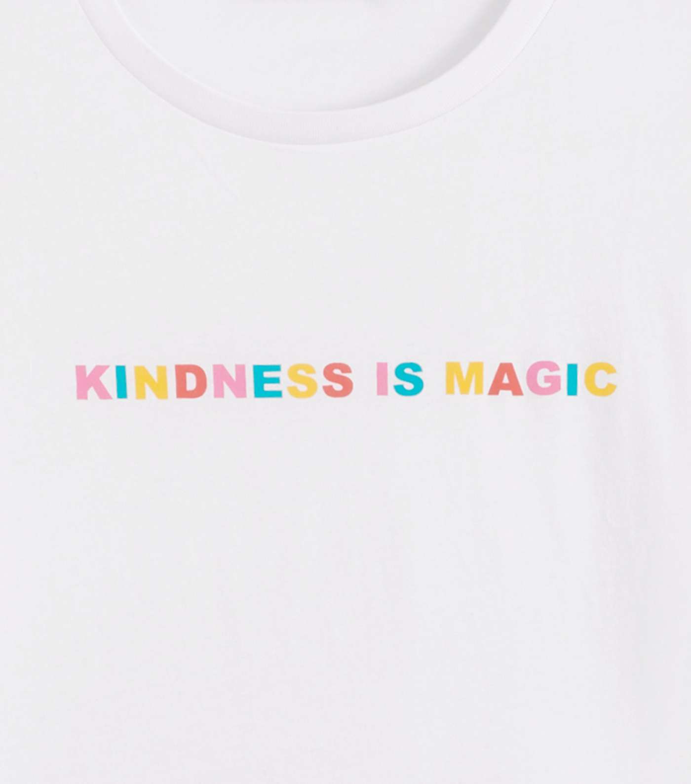 Girls White Rainbow Kindness Slogan T-Shirt Image 3