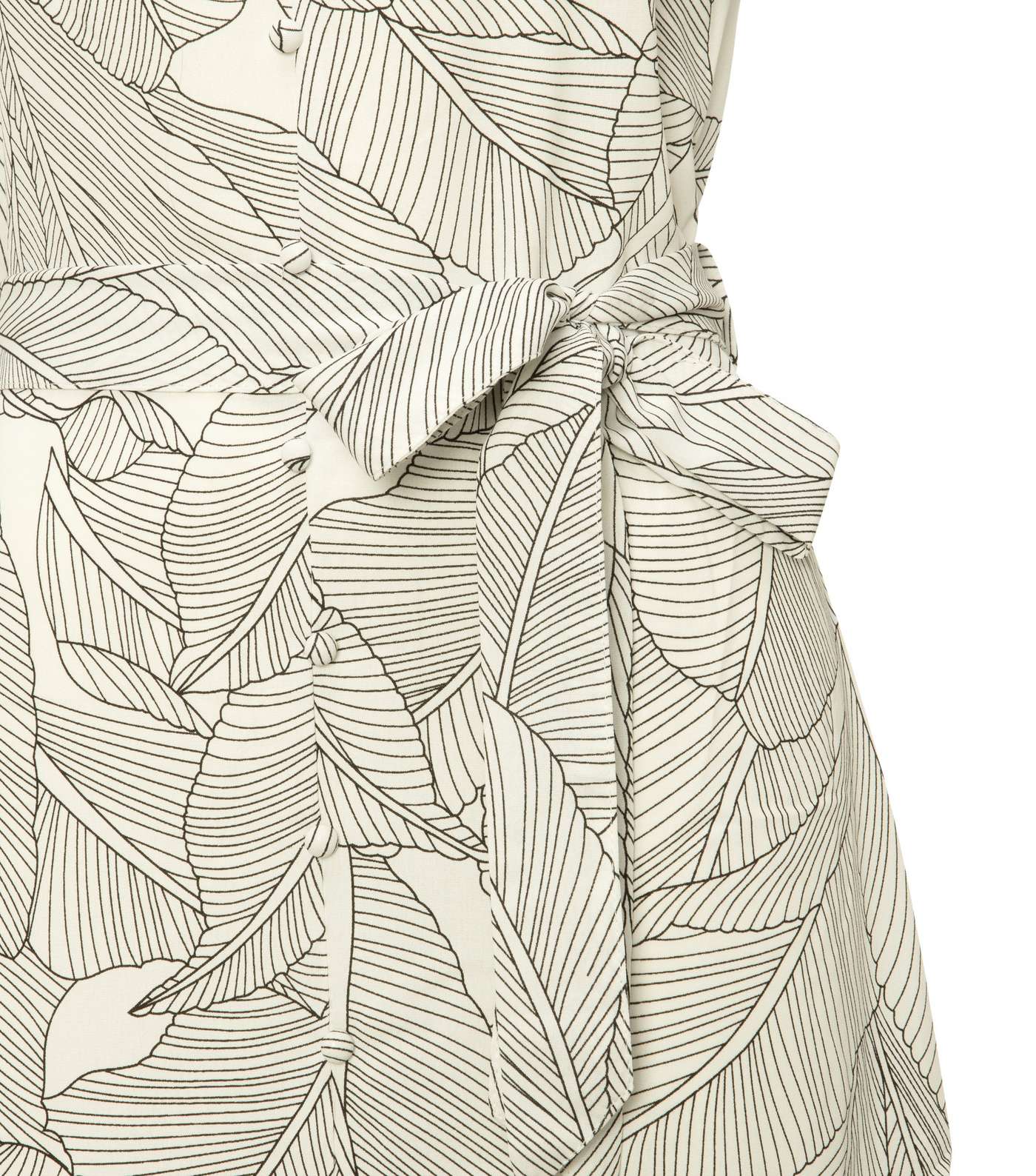 Blue Vanilla White Leaf Print Ruffle Dress Image 7