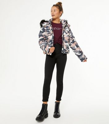 Pink camo puffer clearance jacket